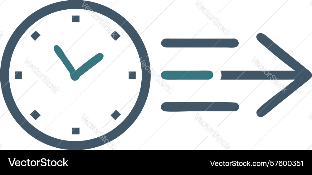 Fast time icon clock with motion lines vector image