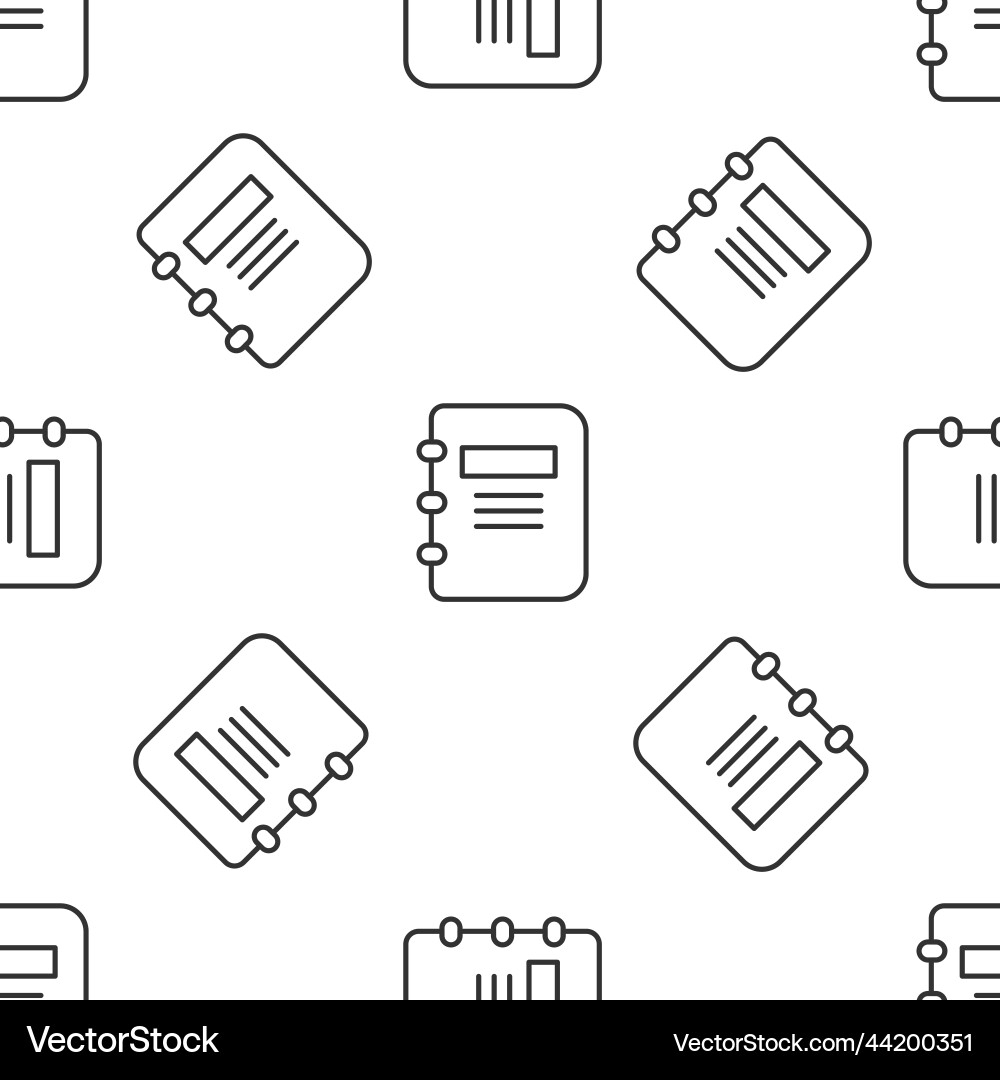 Grey line notebook icon isolated seamless pattern Grey line notebook icon isolated seamless pattern vector image