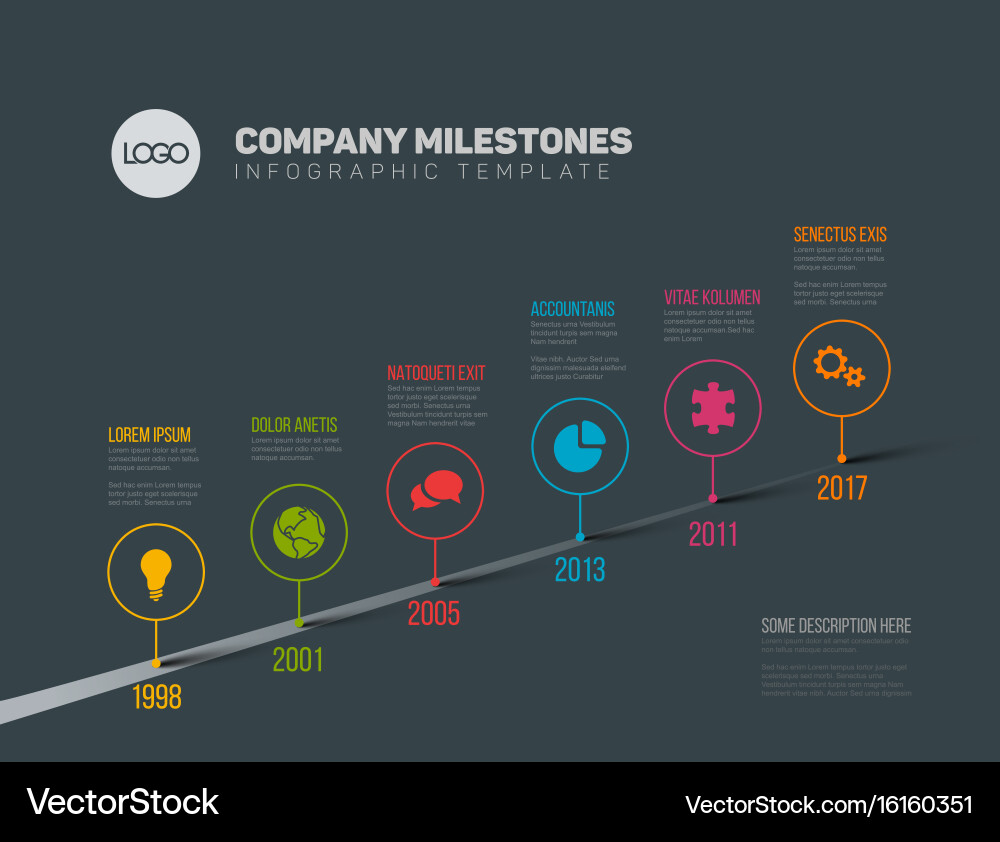 Infographic timeline template with pointers vector image
