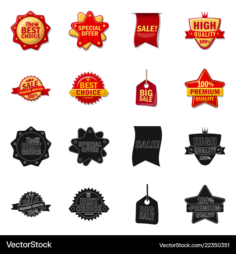 Isolated object of emblem and badge icon set Vector Image