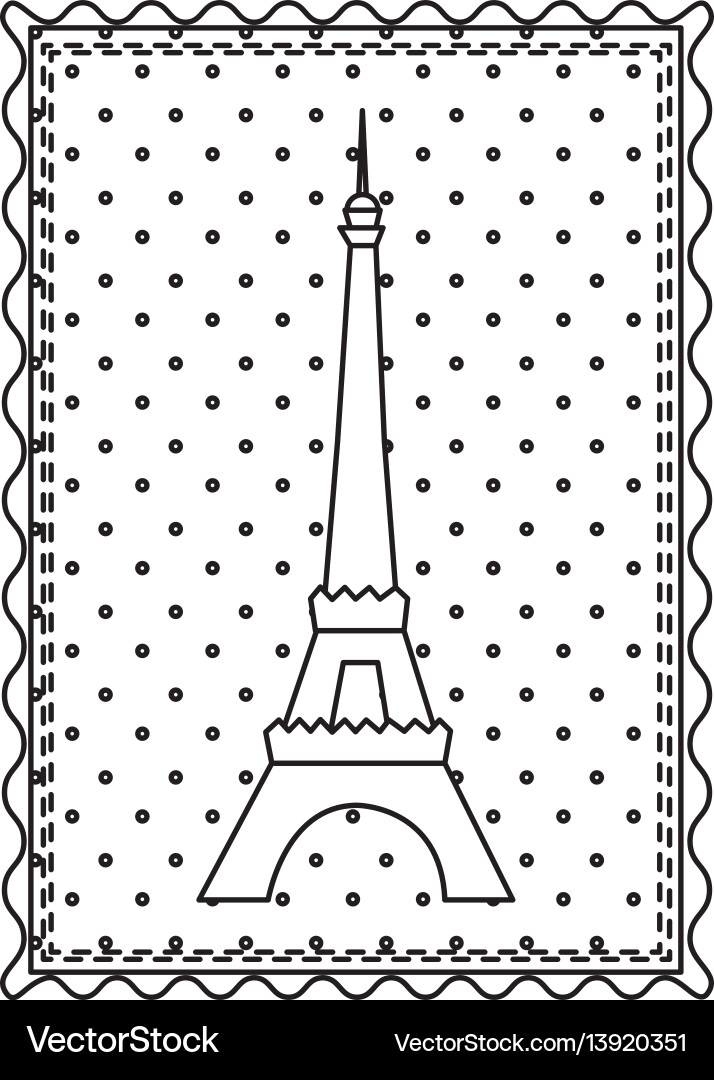 Monochrome contour frame eiffel tower Monochrome contour frame eiffel tower Vector Image