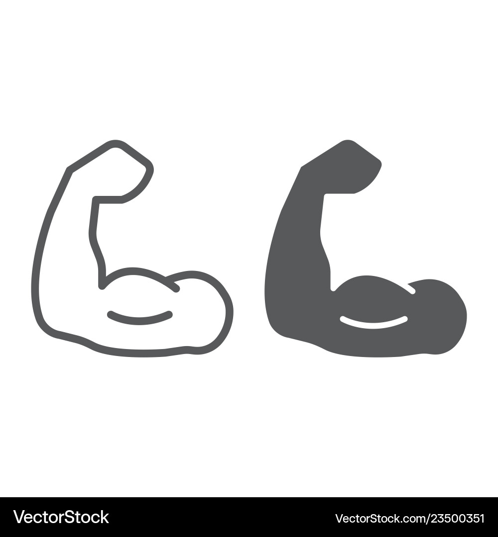 Muskellinie und Glyph Icon Bodybuilding Sport Muskellinie und Glyph Icon Bodybuilding Sport vektorbild