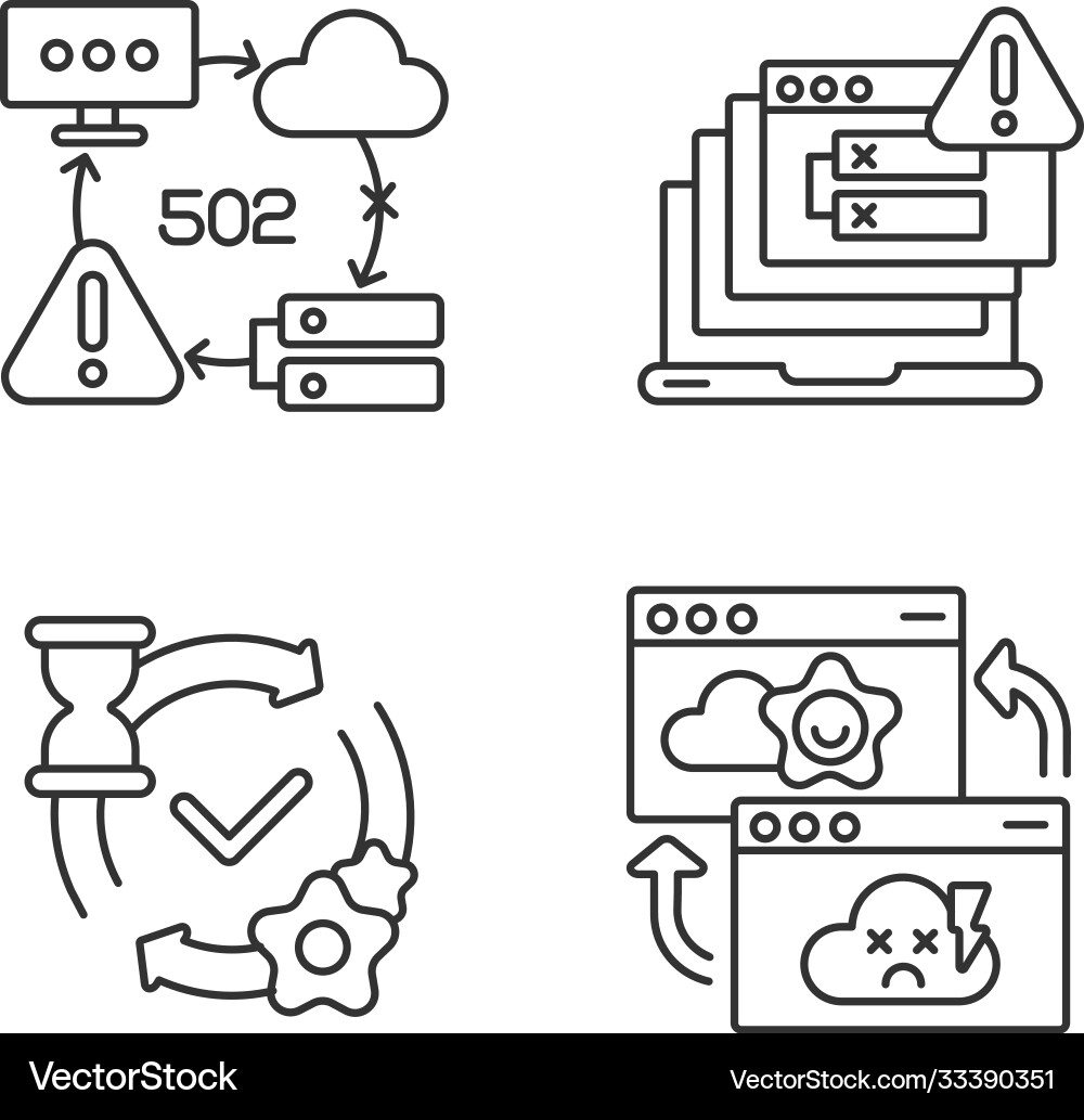Network notifications linear icons set Network notifications linear icons set vector image