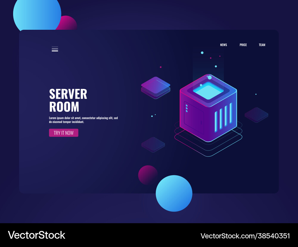 Processing big data server room datacenter cloud vector image