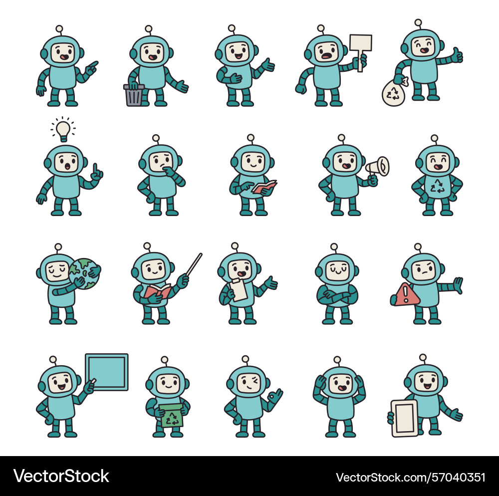 Roboter-Führungszeichen-Set zeigt verschiedene Roboter-Führungszeichen-Set zeigt verschiedene vektorbild