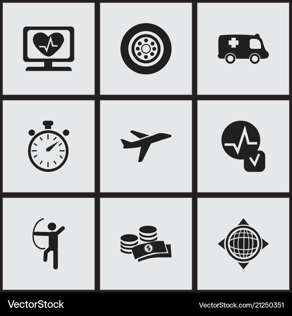 Set of 9 editable mixed icons includes symbols Vector Image