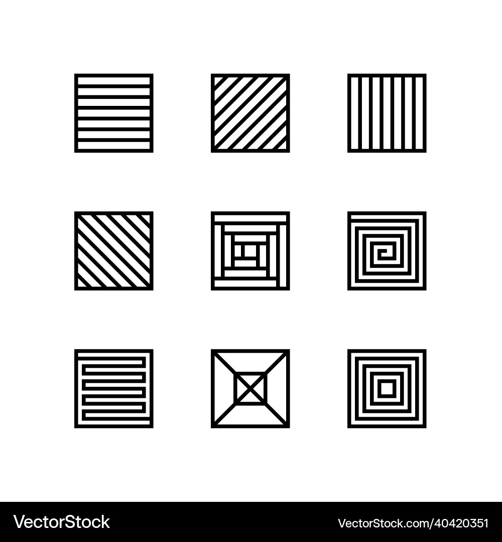 Set of geometric linear shapes square figures Set of geometric linear shapes square figures vector image
