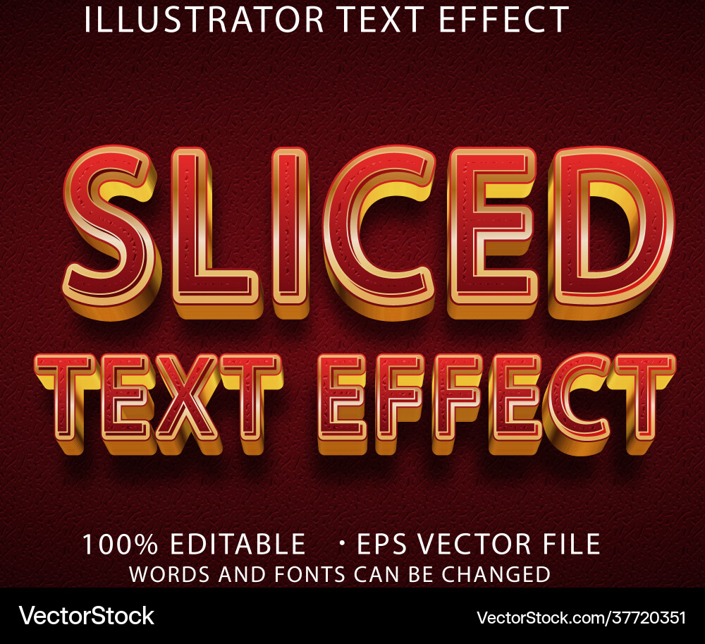 Sliced 3d -editable text effect vector image