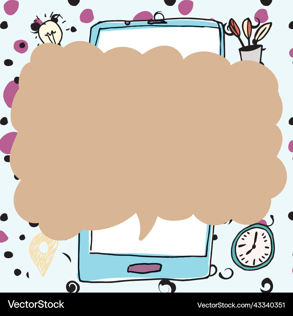 Speech bubble with important message above mobile Speech bubble with important message above mobile vector image