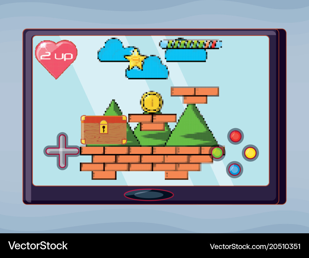 Video game scene interface with console Vector Image