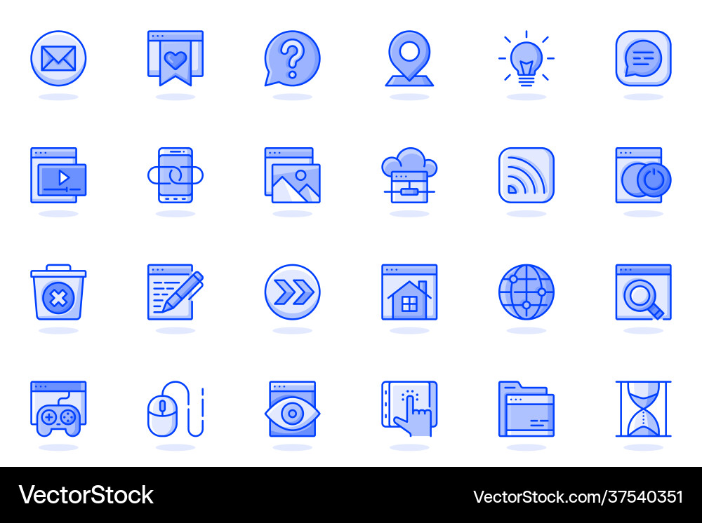 Website ui web flat line icon bundle outline Website ui web flat line icon bundle outline vector image