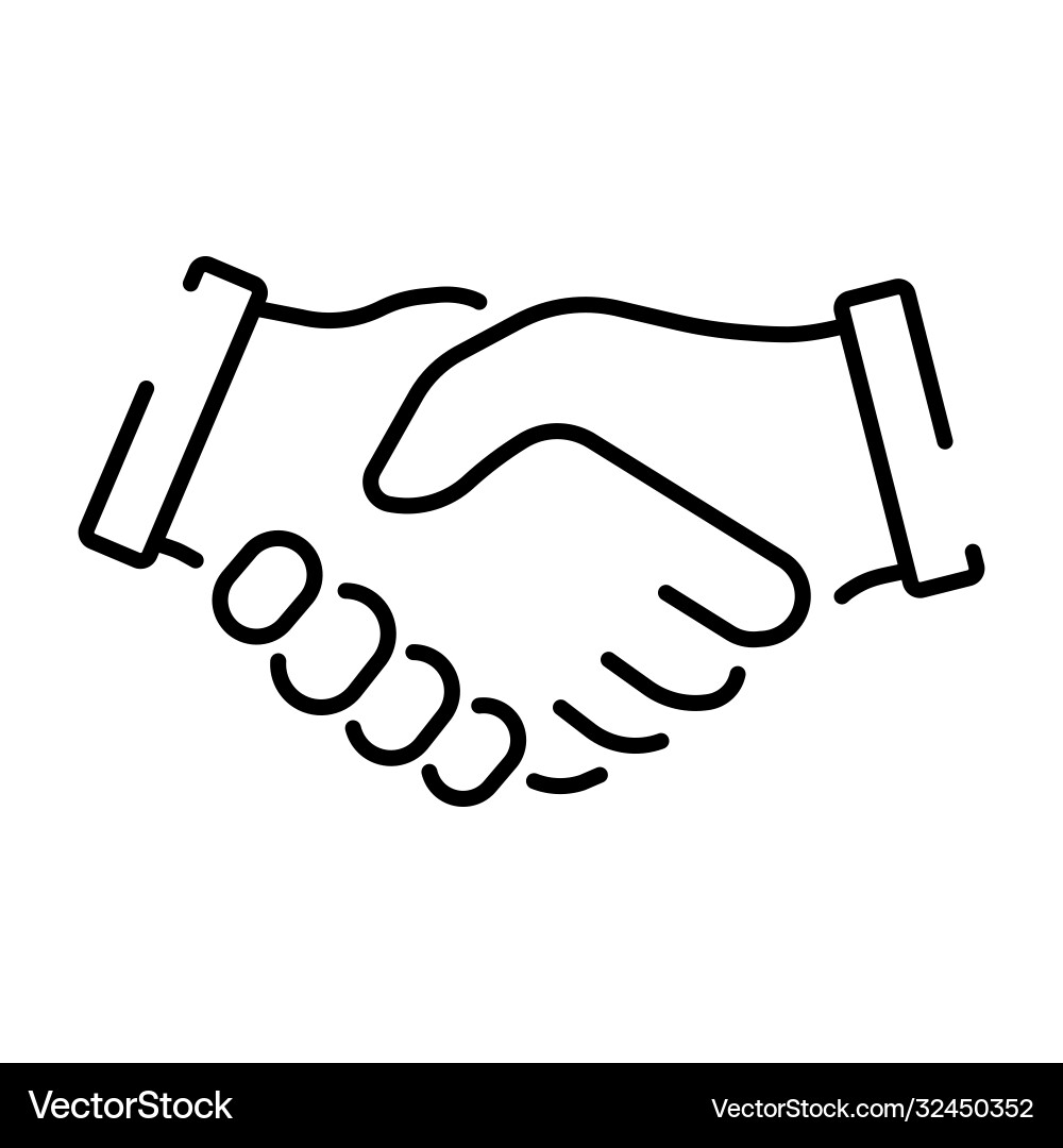 A simple linear icon representing handshake A simple linear icon representing handshake vector image