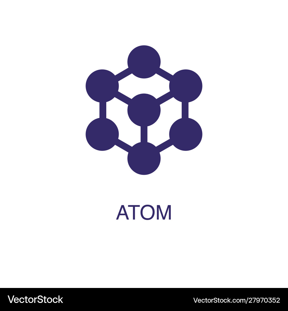 Atom element in flat simple style on white Vector Image