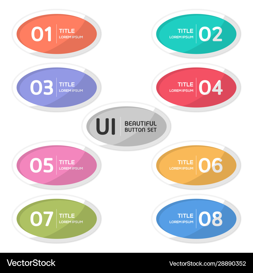 Beautiful user interface ellipse button set Beautiful user interface ellipse button set Vector Image