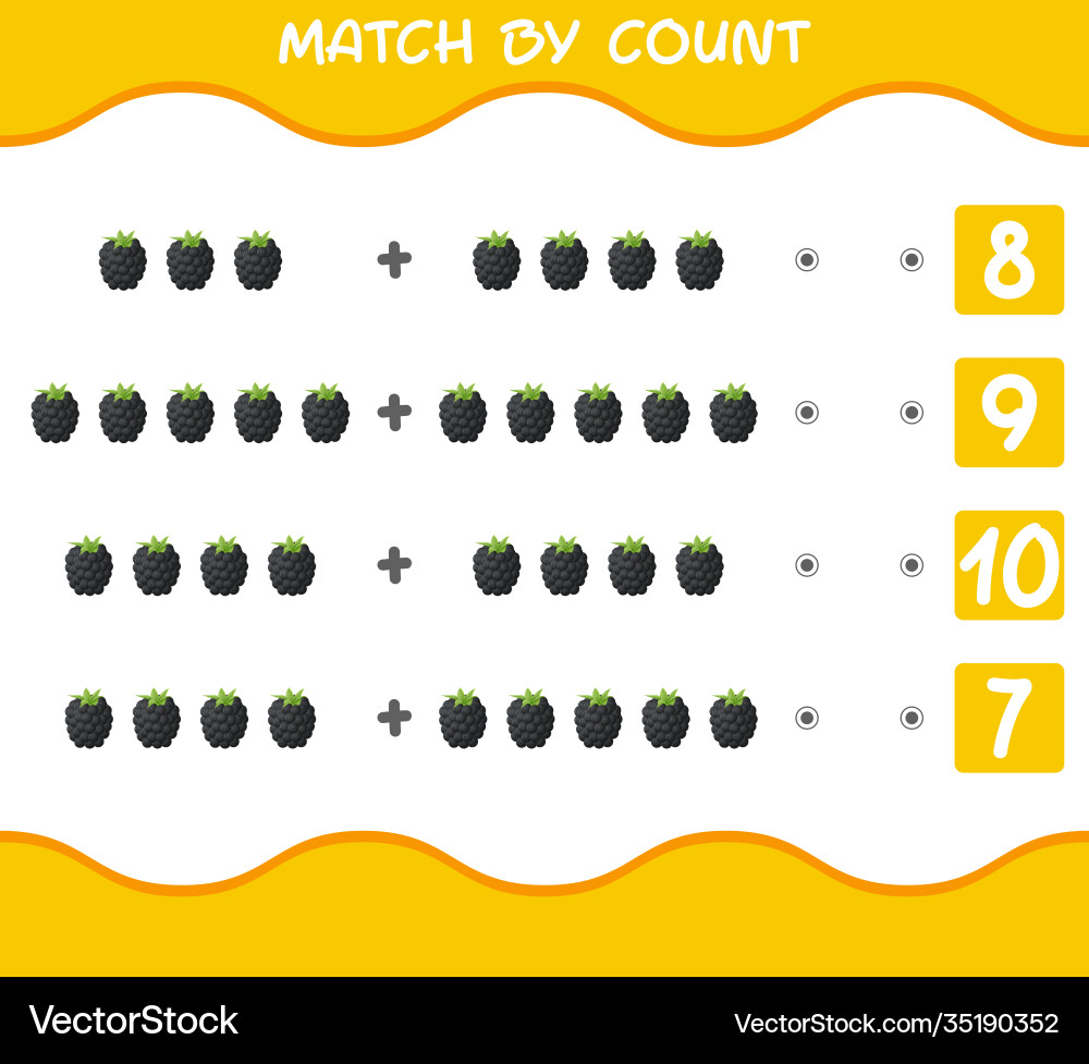 Blackberries Count Matching Game Vector Image