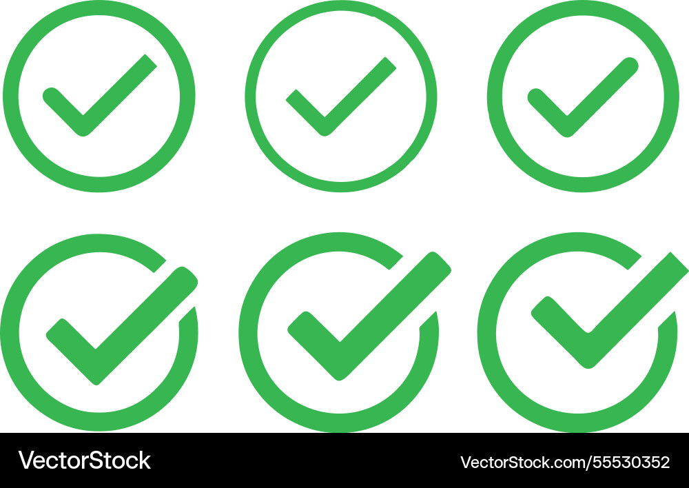 Collection of green checkbox icon isolated vector image