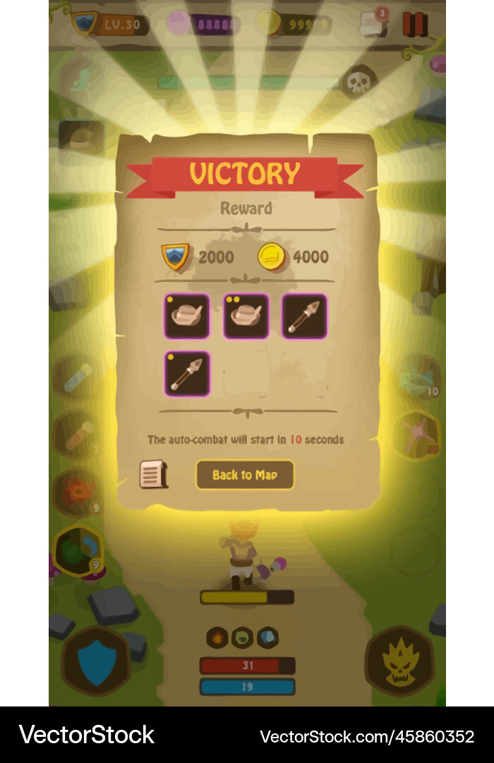 Complete set of level button game ui pop-up icon Vector Image