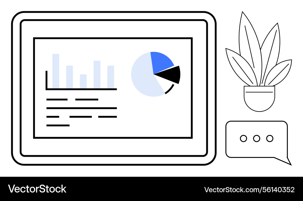 Digital dashboard with bar and pie charts Digital dashboard with bar and pie charts Vector Image