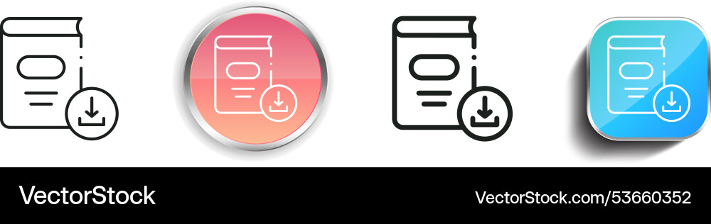 Ebook icon thin linear regular and button style Ebook icon thin linear regular and button style Vector Image
