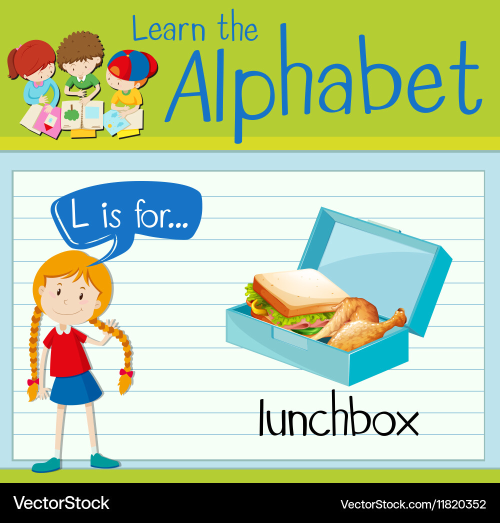 Flashcard alphabet l is for lunchbox Vector Image