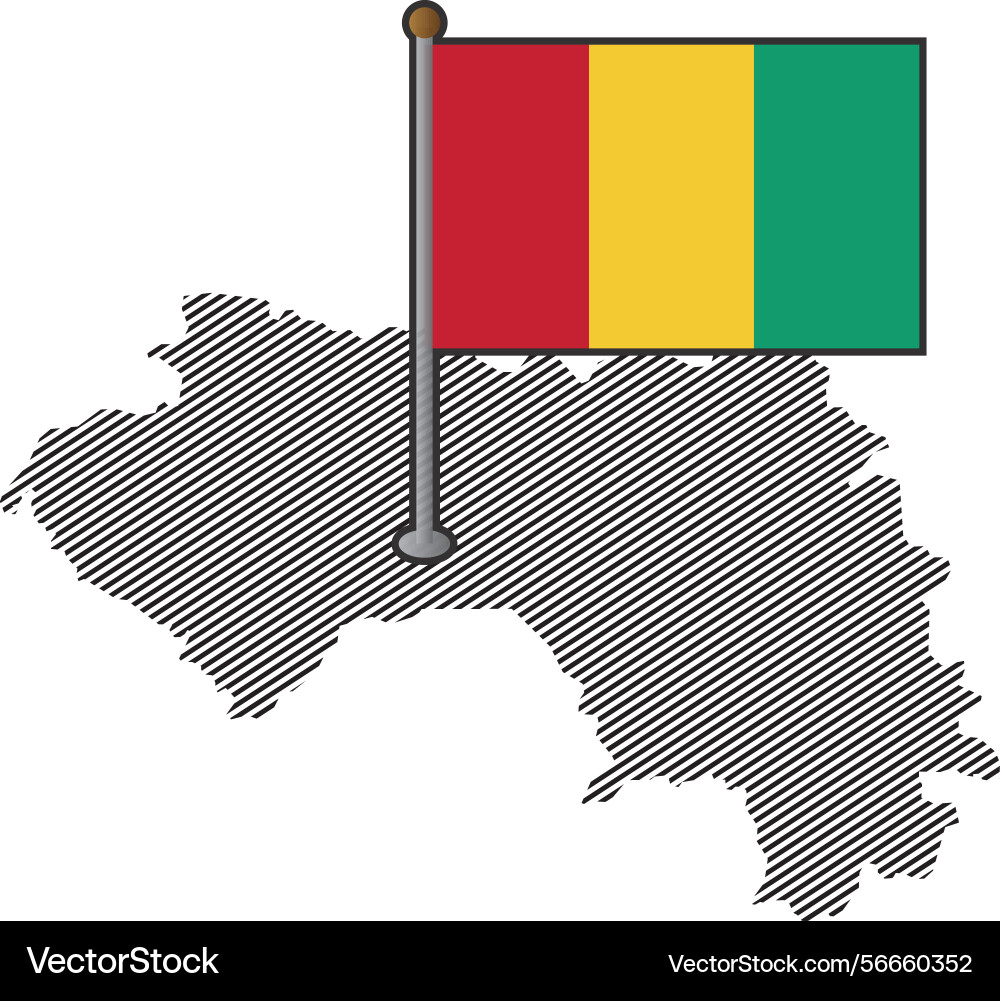 Guinea map with flag Vector Image