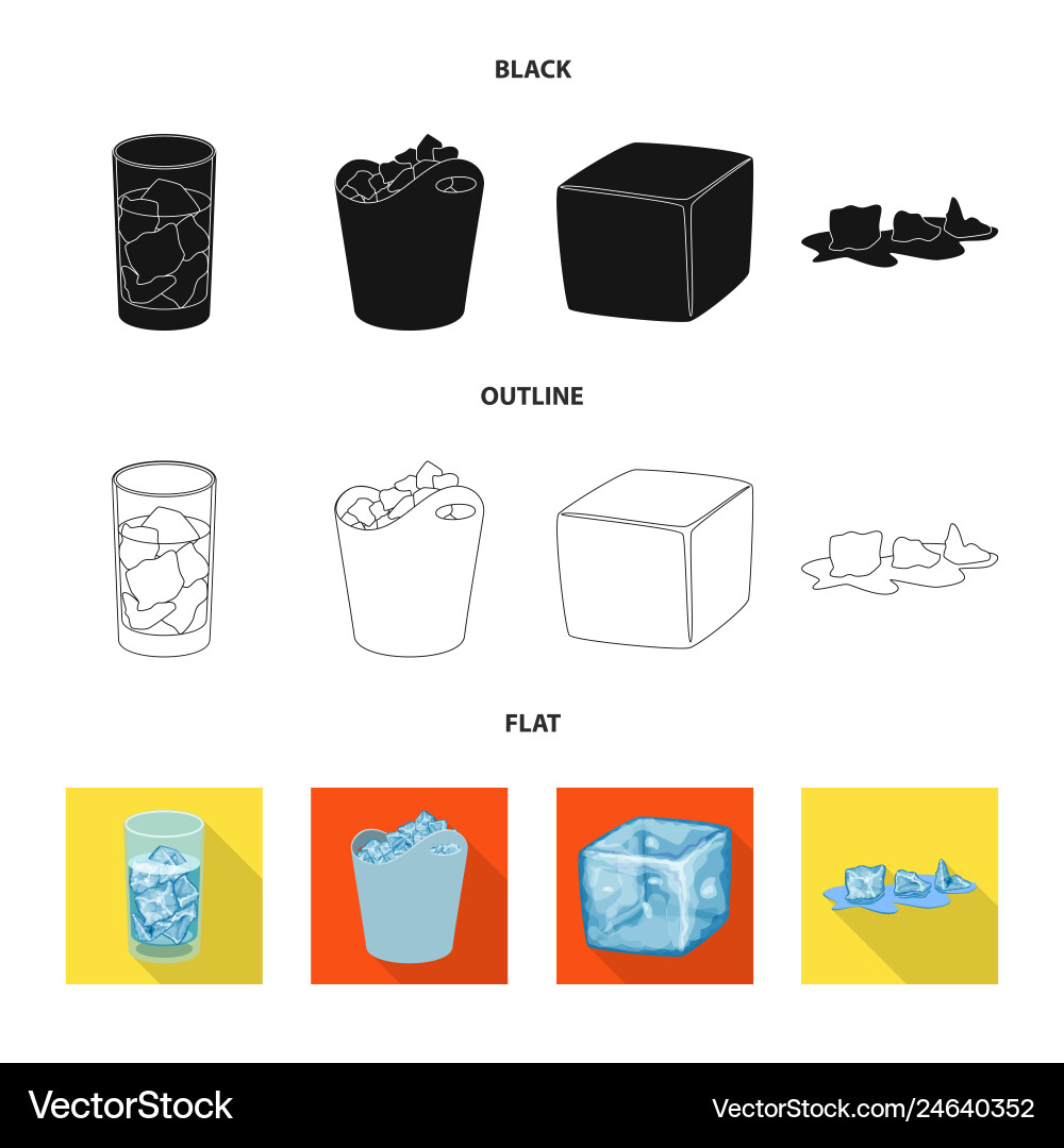 Isolated object of texture and frozen sign set vector image