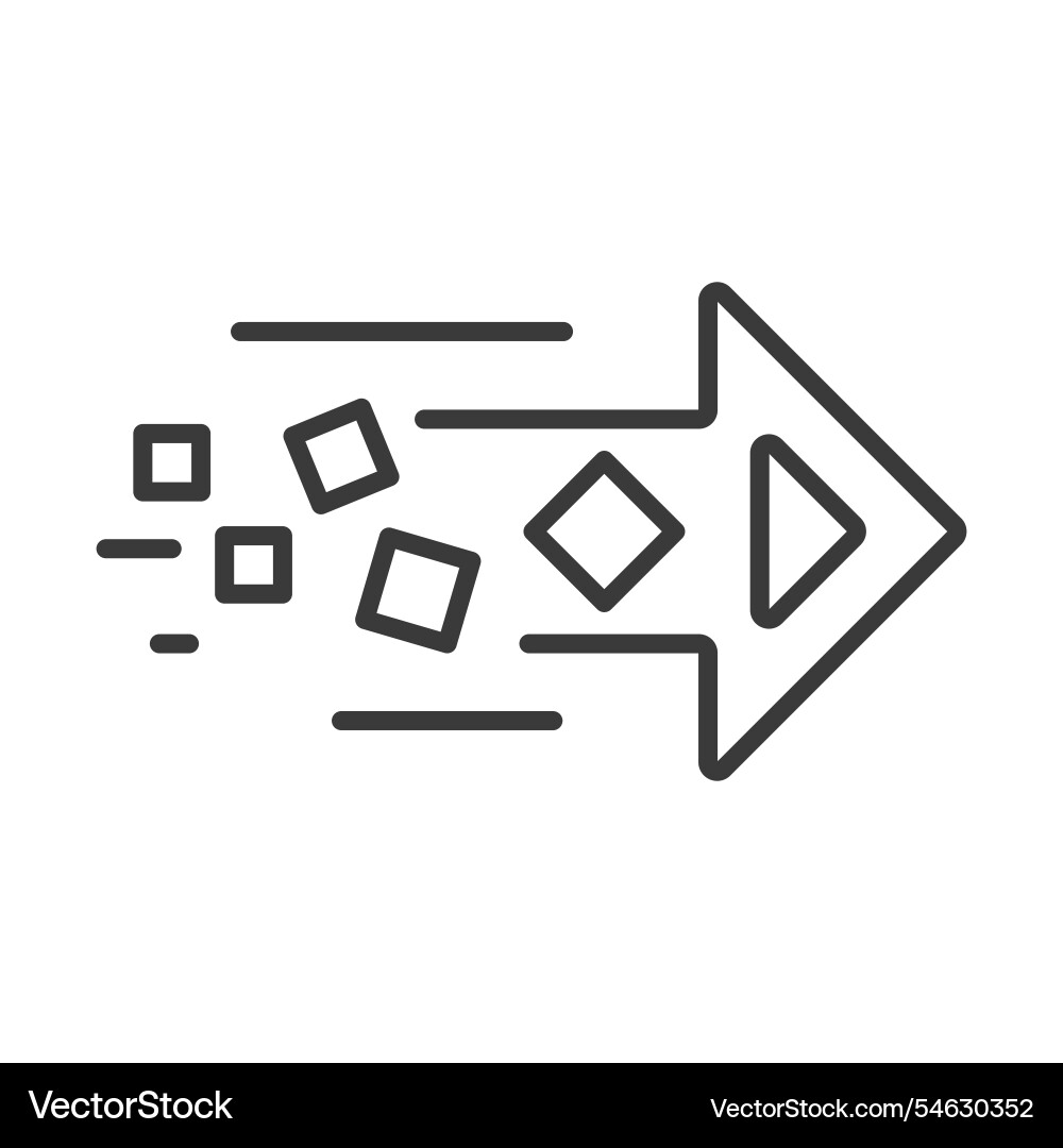 Quick arrow with squares icon in line design Quick arrow with squares icon in line design vector image