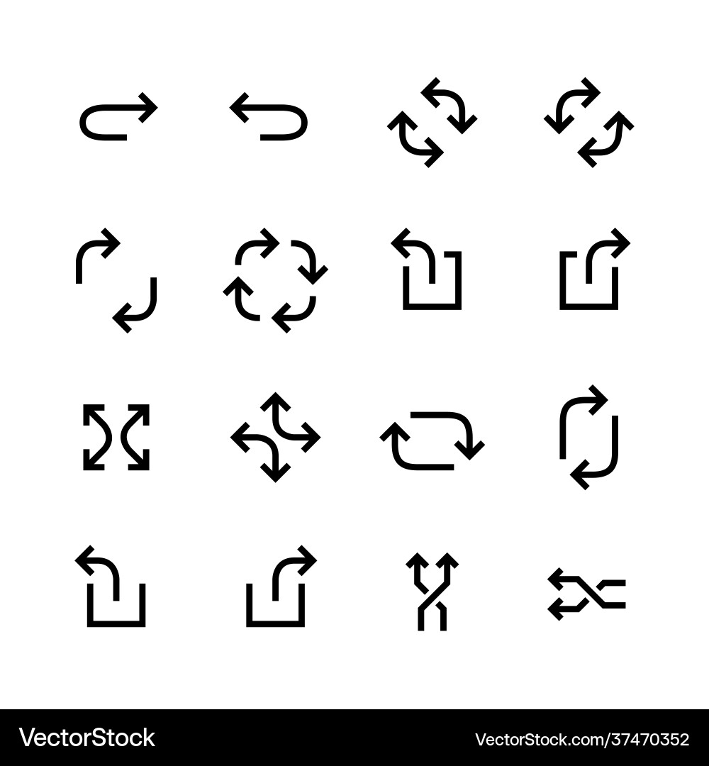 Refresh shuffle arrow icons set pixel perfect Refresh shuffle arrow icons set pixel perfect vector image