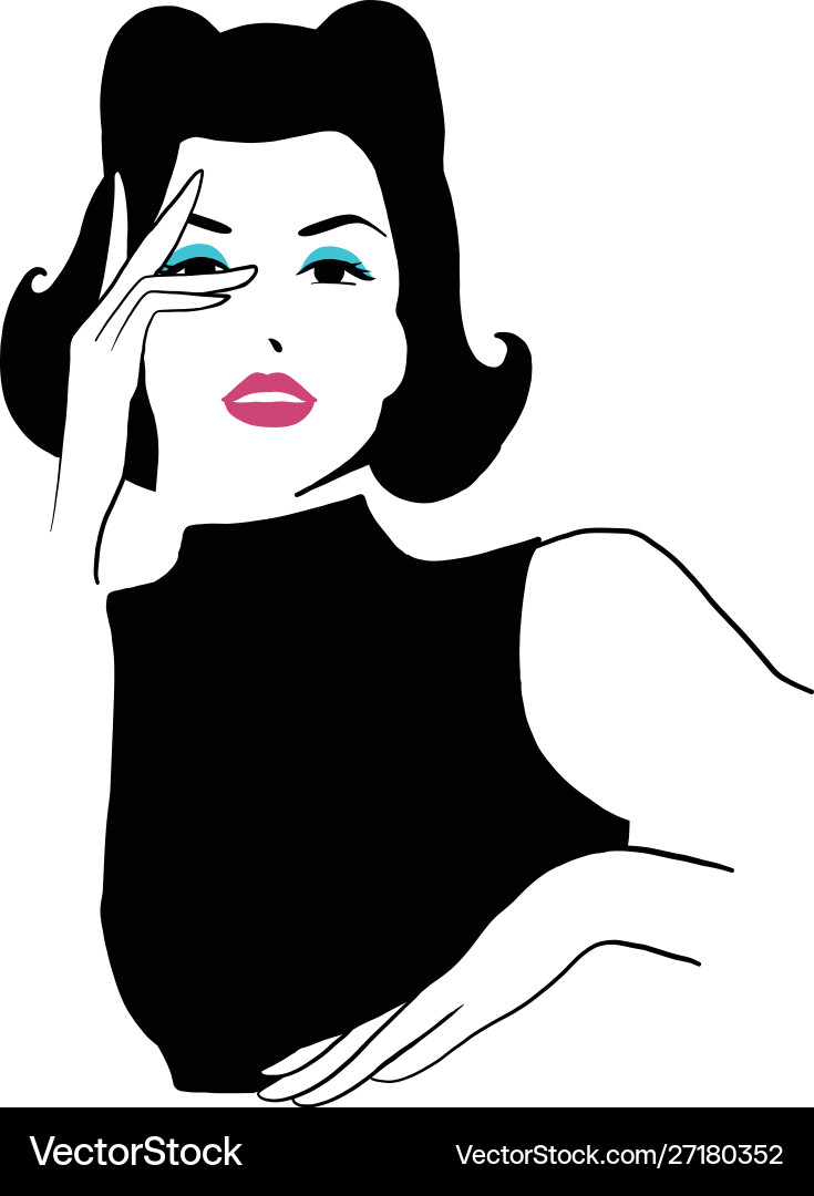 Retro Pin-Up Model Vector Image