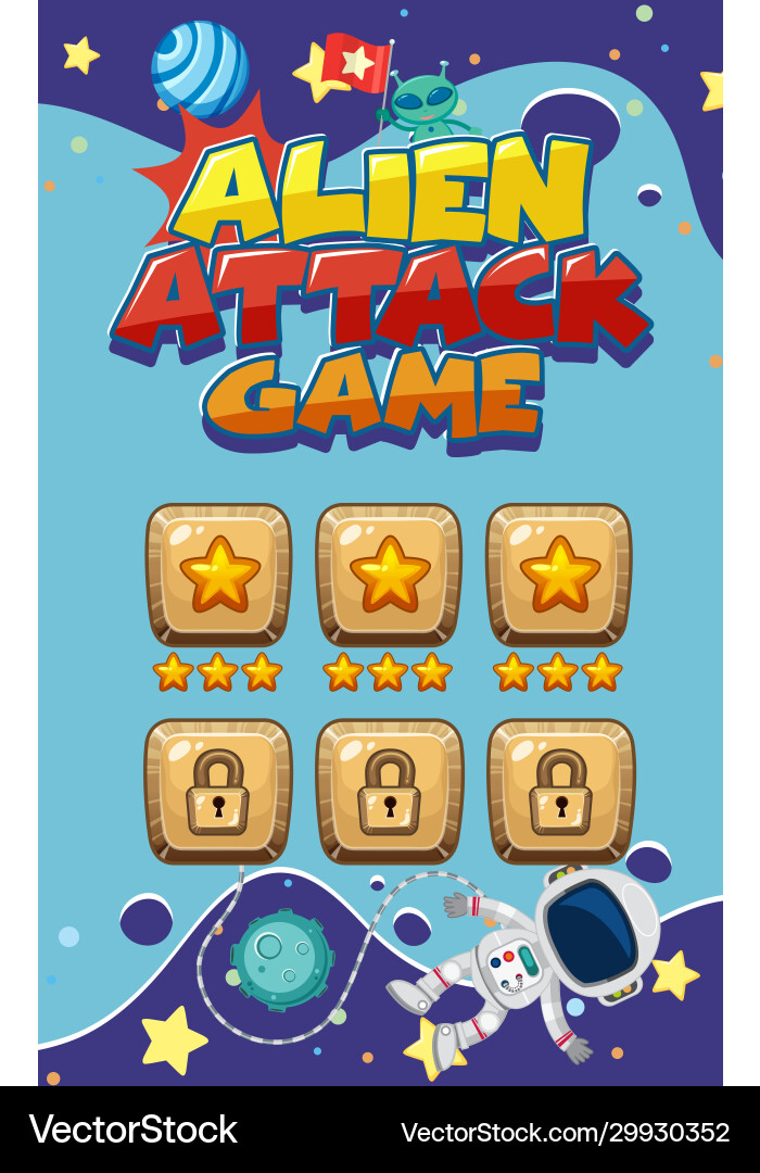 Screen template for alien attack game Screen template for alien attack game vector image
