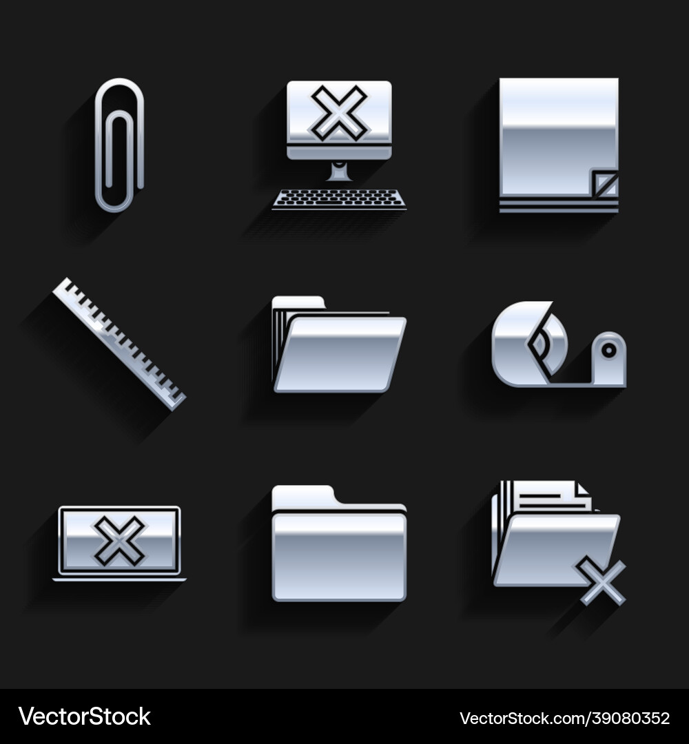 Set document folder delete scotch laptop Set document folder delete scotch laptop vector image