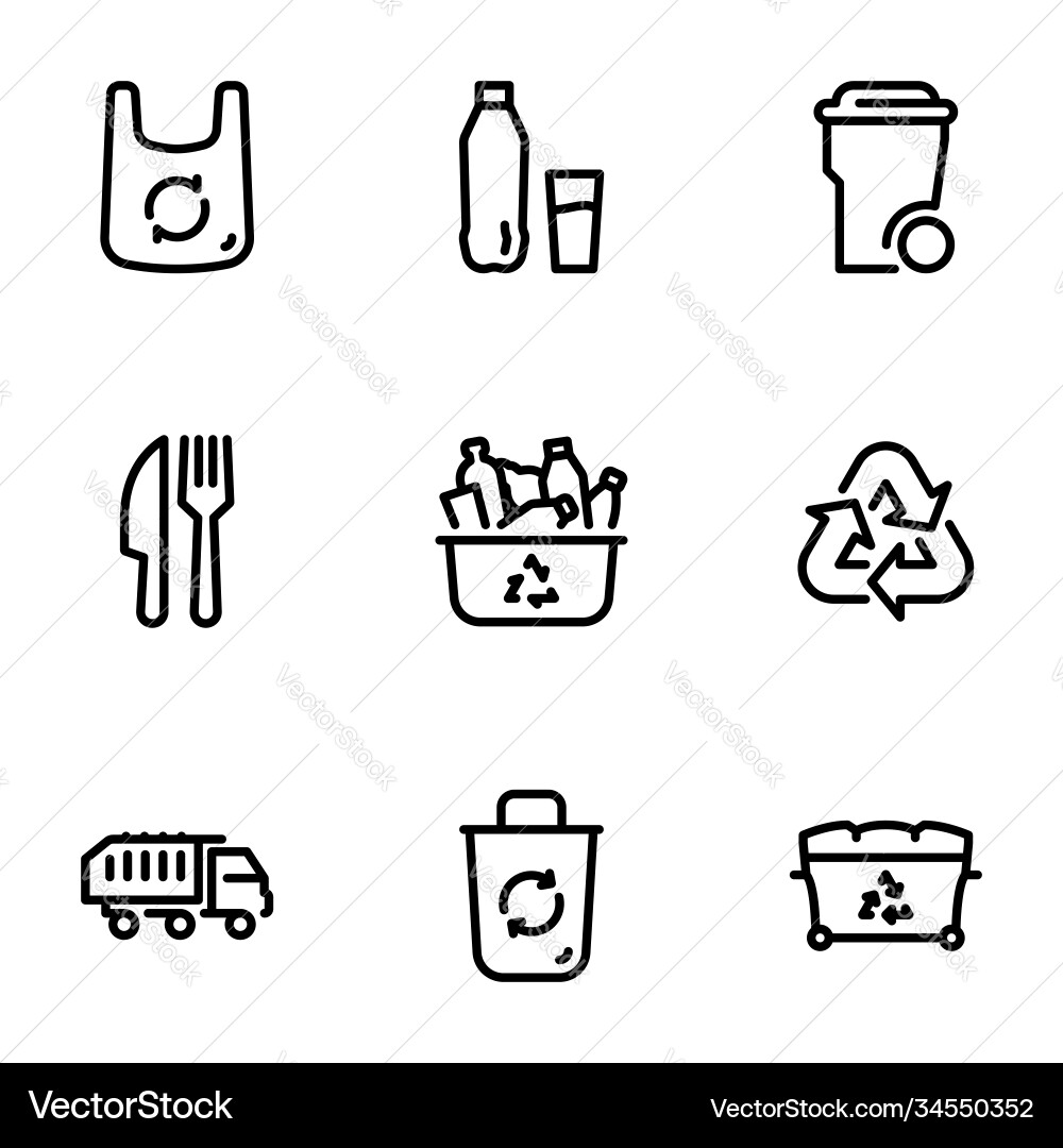 Set icons on a theme recycling and utilization Vector Image