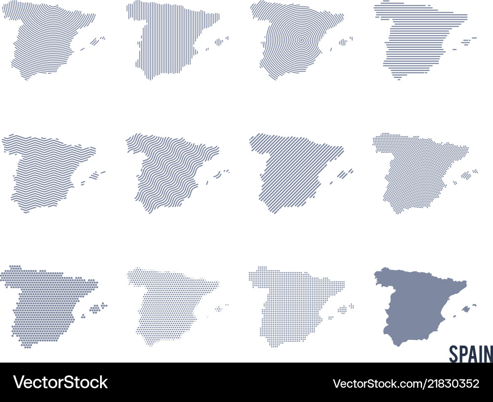 Set of abstract maps spain in different Set of abstract maps spain in different vector image