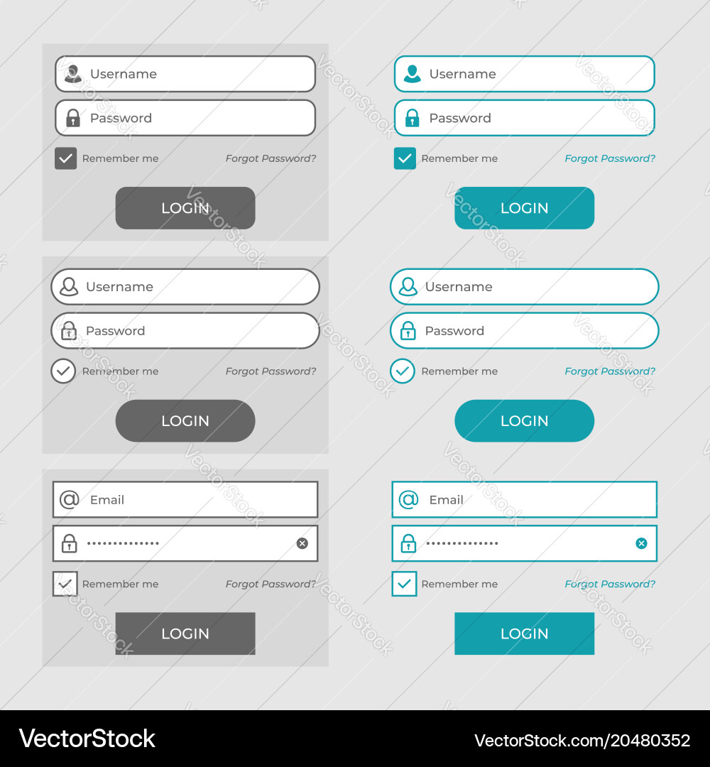 Set of member login page design elements vector image