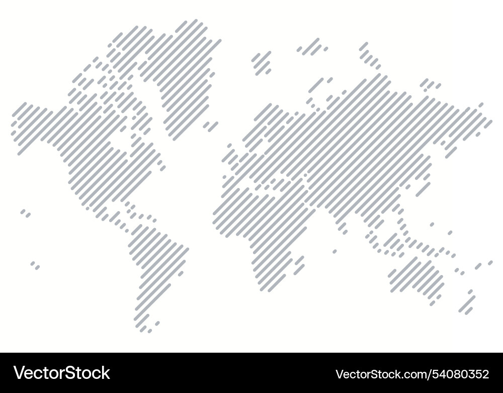 Stylized world map made of diagonal lines vector image