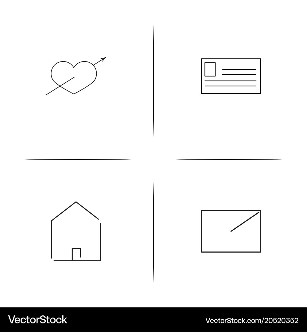User interface simple linear icons set outlined Vector Image