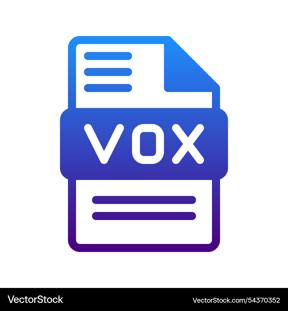 Vox audio file format icon with creative gradient Vox audio file format icon with creative gradient vector image