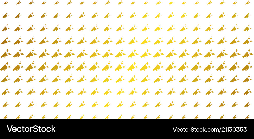 Alert megaphone gold halftone array Alert megaphone gold halftone array vector image