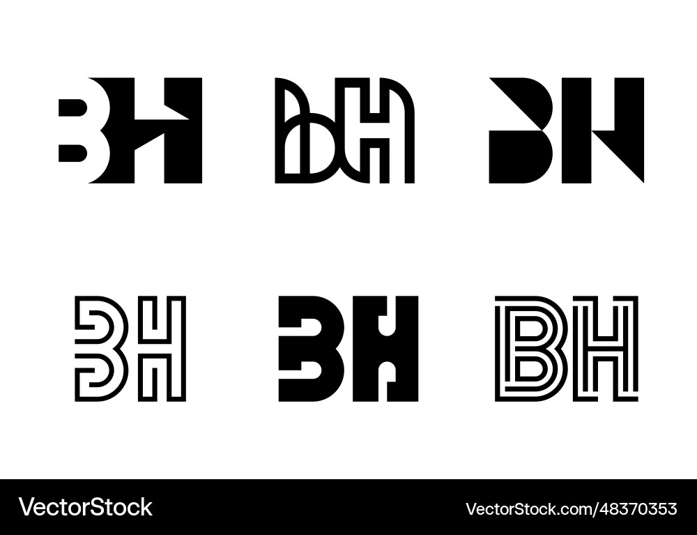 BH Letter Logo Set - Abstract & Geometric vector image