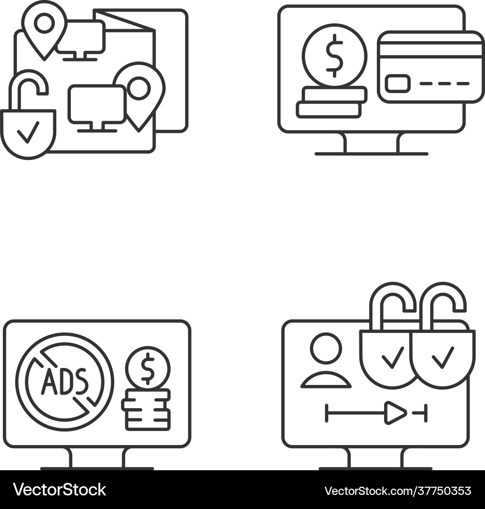 Broadcasting Icons - Linear Set vector image