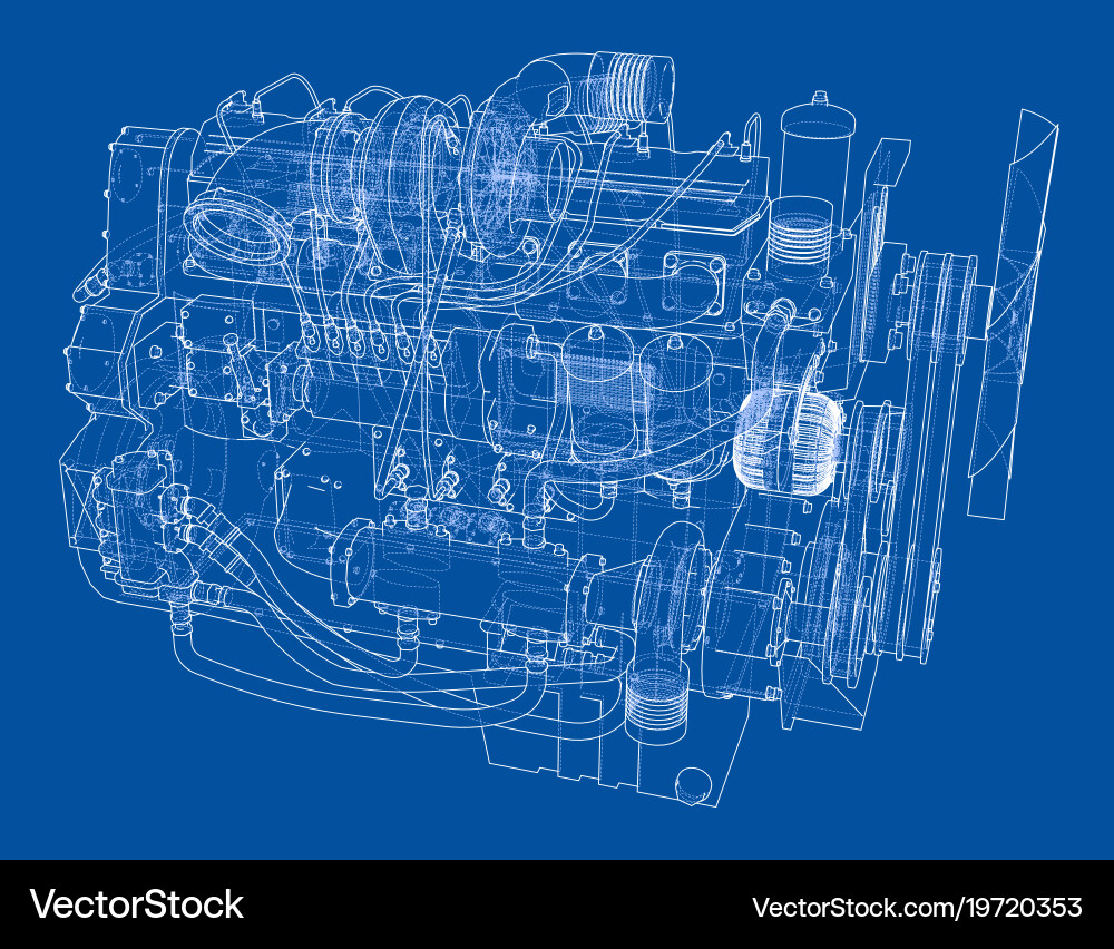 Car engine rendering of 3d vector image