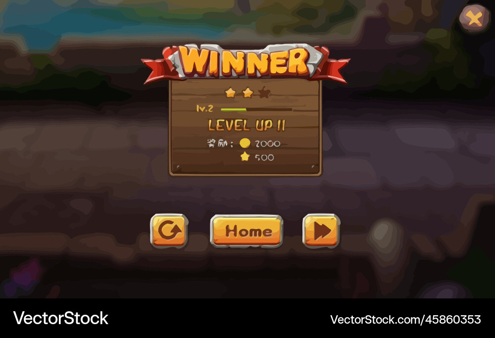 Complete set of level button game ui pop-up icon vector image