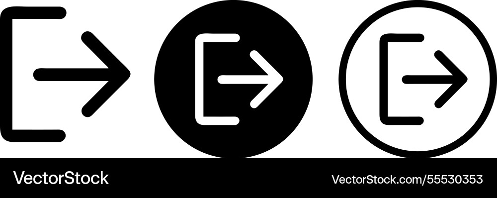Exit icon set log out sign on white Exit icon set log out sign on white Vector Image