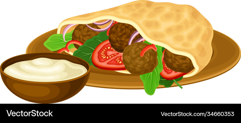 Falafel or fried meatballs wrapped in crumpet Falafel or fried meatballs wrapped in crumpet vector image