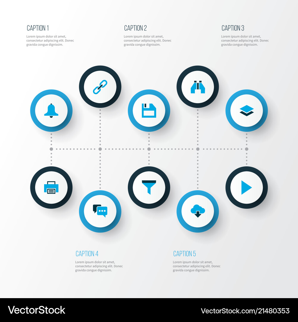 Interface icons colored set with link comment vector image