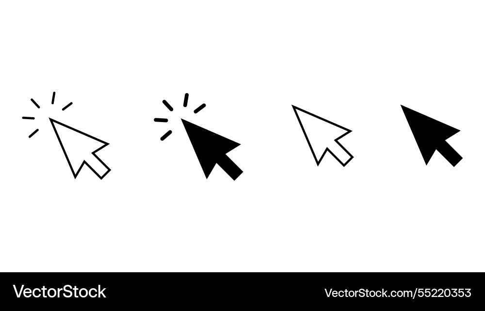 Klicken Sie auf Symbol gesetzt Zeiger Pfeil Cursor Klicken Sie auf Symbol gesetzt Zeiger Pfeil Cursor vektorbild