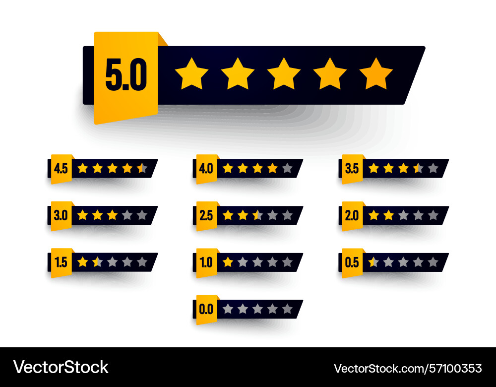 Modern rating label set with stars from 0 to 5 Modern rating label set with stars from 0 to 5 vector image
