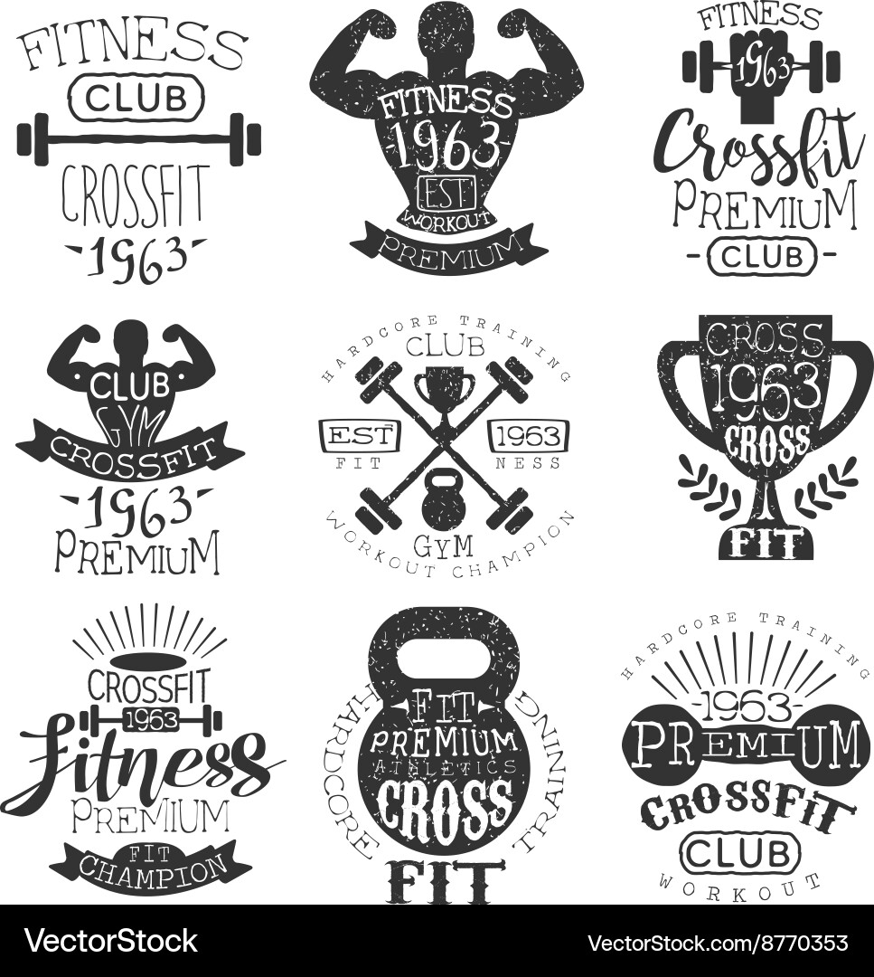 Monochrome Gym Stamps Vector Image