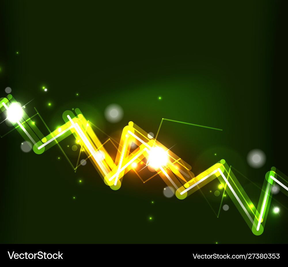 Neon zig zag lines glowing spark trail tracing Vector Image