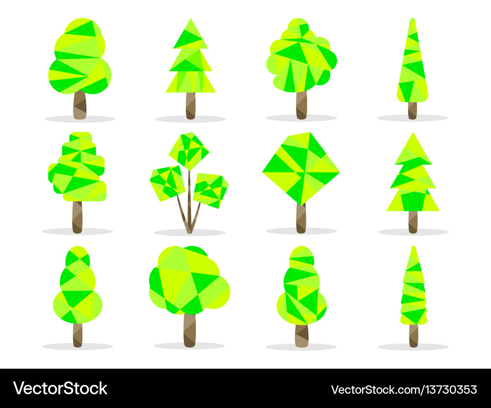 Polygon trees set low poly style Vector Image